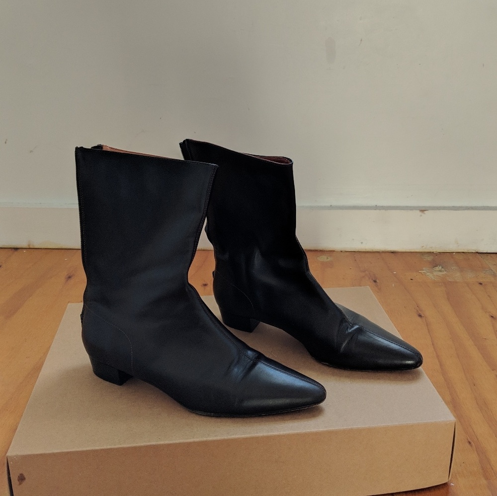J.crew classic pointed toe leather low boots